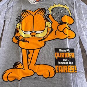 Y2k Garfield Here’s A Quarter Call Someone Who Cares Grey Size Medium NWT